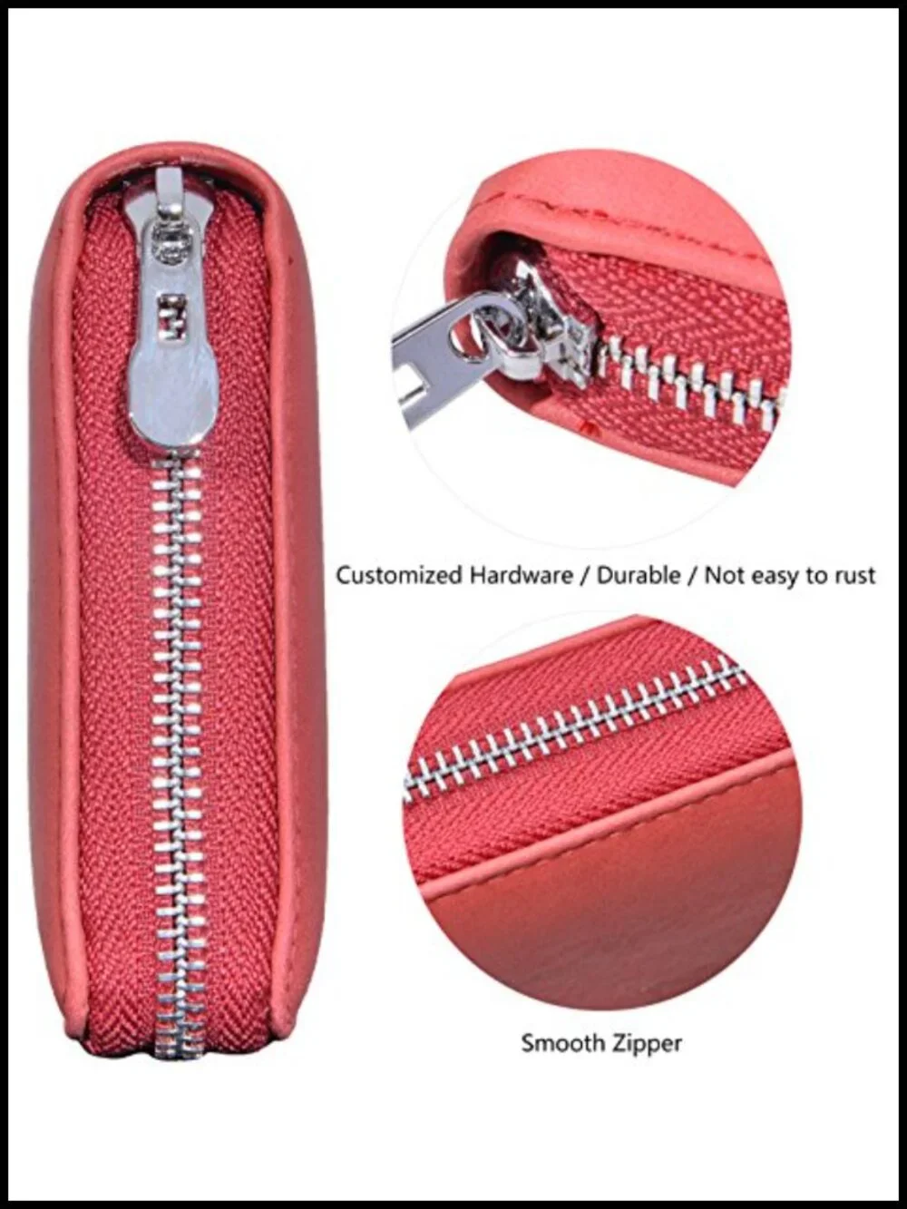 Genuine Leather RFID Blocking Passport Wallet with Zipper